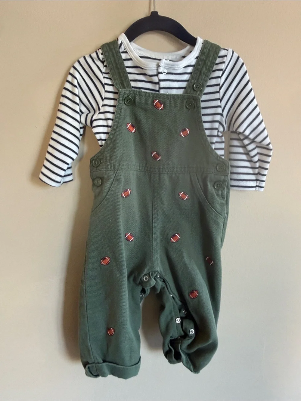 Little Me Boys Navy & Olive Football Two-Piece Outfit